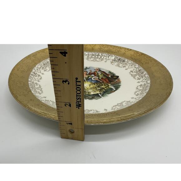 Vintage W.S. George Crest-O-Gold Decorative Plate Courting Couple 22K Gold USA - Picture 3 of 14